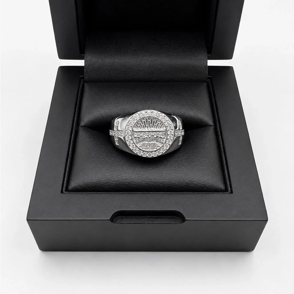 925 Sterling Silver 0.75CTW MOISSANITE Last Supper Men’s Ring Size 11 and 12